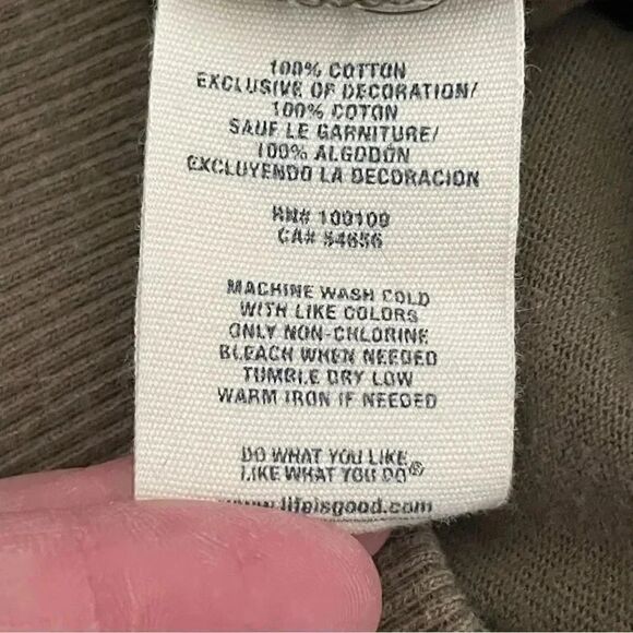 Life is Good/ Good Vibes Olive Long Sleeves Cotton Unisex Hoodie Sweatshirt S - Picture 13 of 14